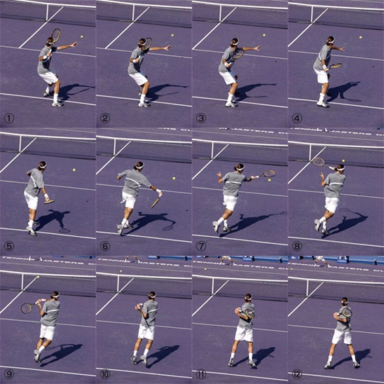 フェデラー選手のフォアハンドストローク連続写真